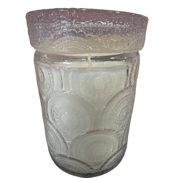 Leoben Candle Co Jasmine Santal 18oz 1 Wick Pink Glass Jar Soy Wax Candle w/Lid - Picture 2 of 6